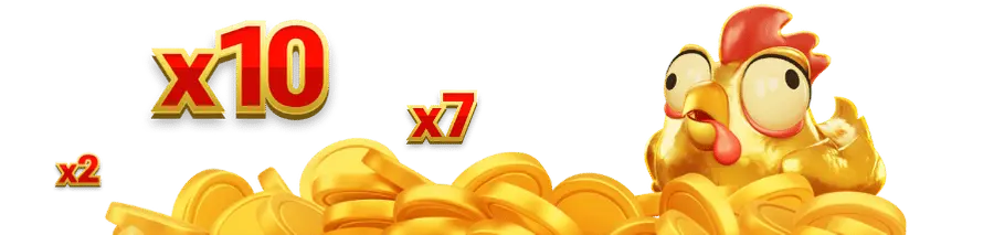Huhn aus dem Spielautomaten mit Goldmünzen